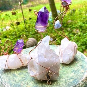 Quartz Cluster with Amethyst & Abalone Seahorse